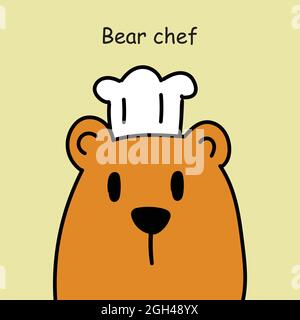 Hand drawn Bear Cooking cartoon Stock Vector