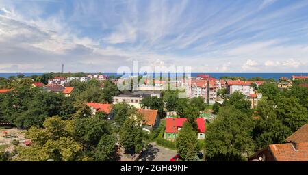 A magnificent cityscape that can be seen from the observation deck of the water tower in the city center. Zelenogradsk, Russia. Stock Photo