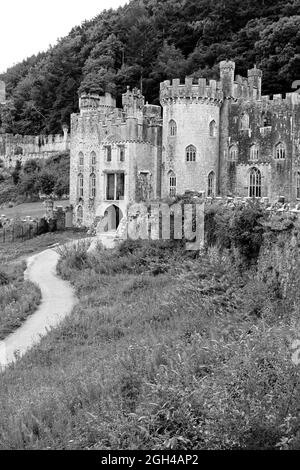 Gwrych Castle is a Grade I listed 19th-century country house near Abergele in Conwy, Wales Stock Photo