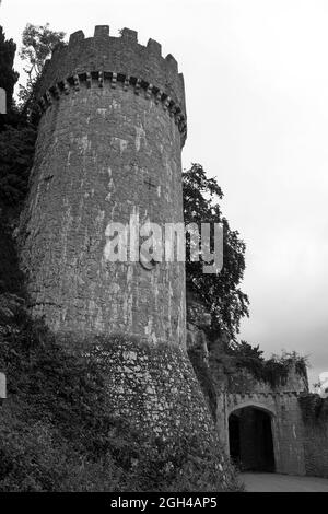 Tower at Gwrych Castle is a Grade I listed 19th-century country house near Abergele in Conwy, Wales Stock Photo