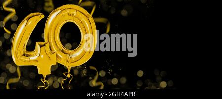 Golden balloons with copy space - Number 40 Stock Photo