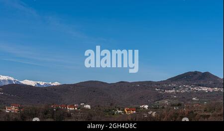 Molise is an Italian mountainous region with a stretch of coast overlooking the Adriatic Sea.  It includes a part of the Abruzzo National Park in the Stock Photo