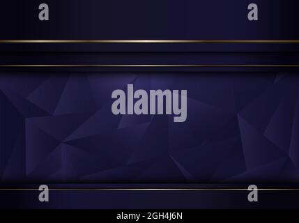 Abstract template purple stripes layer with golden line on low polygon background and texture luxury style. Vector illustration Stock Vector