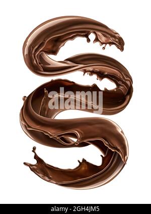 Chocolate splash isolated on white background Stock Photo