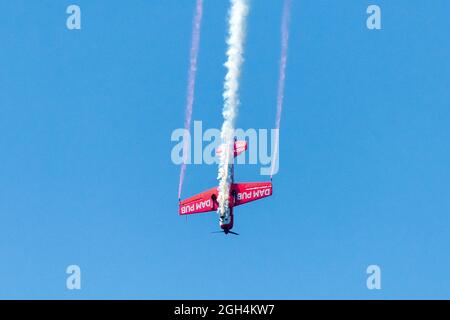 Gord Price Yak-50 or Dam Pub plane flying during the Canadian International Air Show (CIAS) in Toronto, Canada Stock Photo