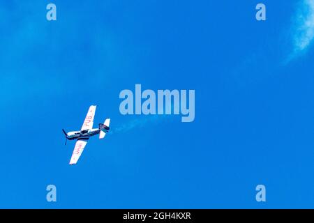 Gord Price Yak-50 or Dam Pub plane flying during the Canadian International Air Show (CIAS) in Toronto, Canada Stock Photo