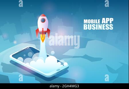 Mobile app business project startup concept Stock Vector