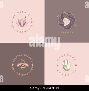 Spa products,beauty,natural food,handmade-logos. Stock Vector