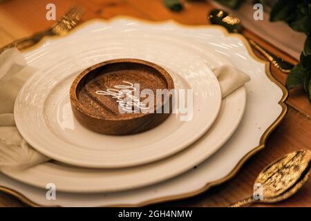 beach dinner romantic set up Stock Photo
