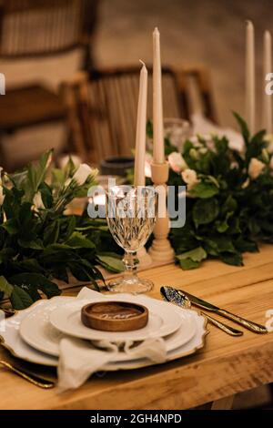 beach dinner romantic set up Stock Photo