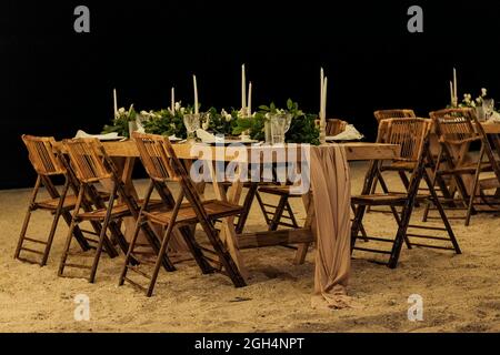 beach dinner romantic set up Stock Photo