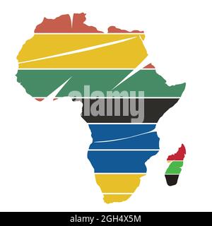 Colorful Africa Map Isolated On White Background Vector Illustration Without Textafrican Colors Palette 2gh4x5m 