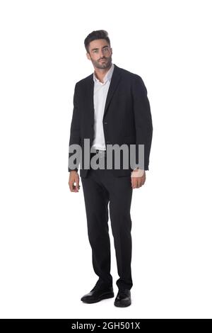 Full length portrait of a young handsome businessman isolated on white background Stock Photo