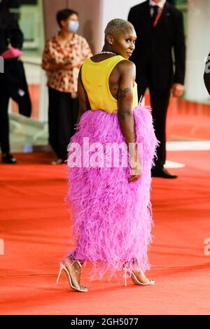 The Palazzo del Cinema, Lido di Venezia, Venice, Italy. 4th Sep, 2021. Cynthia Erivo poses on the red carpet for LAST NIGHT IN SOHO during the 78th Venice International Film Festival. Picture by Credit: Julie Edwards/Alamy Live News Stock Photo
