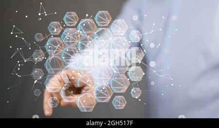 A digital concept of telecommunication network and wireless mobile internet Stock Photo