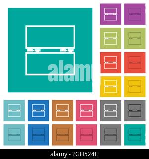 Empty toolbox multi colored flat icons on plain square backgrounds. Included white and darker icon variations for hover or active effects. Stock Vector