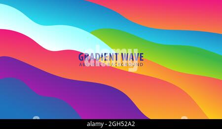 Multicolor fluid wave layer with dynamic effect. Abstract colorful gradient background design with copy space for wallpaper, banner, poster, cover Stock Vector
