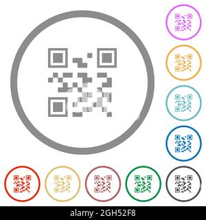 QR code flat color icons in round outlines on white background Stock Vector