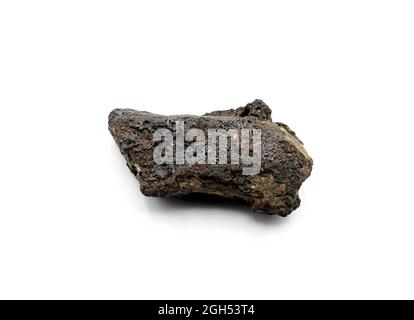 A rock that is used by the steel industry as iron ore. It is attracted by a magnet, Ferruginous mass, Iron rich rock mineral, iron ores, hematite, mag Stock Photo