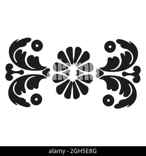 Damask pattern element. Vector pattern in vintage style for design of greeting cards, wedding invitations, holidays. Floral motives. Black and white. Stock Vector