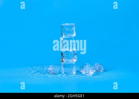 Melting ice cubes for drinks lying on ice cubes Stock Photo