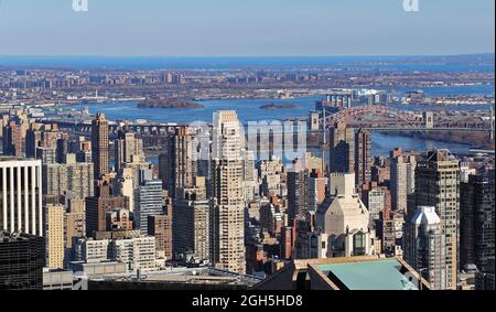 New York, USA - November 21, 2010: Aerial view of skyscapers in New York city Stock Photo