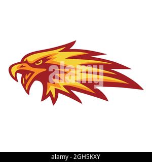 Eagle Phoenix Burning Fire Mascot Logo Flame Sports Mascot Design Vector Stock Vector