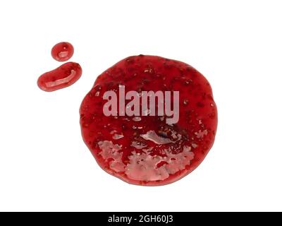 Round spot of raspberry jam isolated on white background from top view Stock Photo