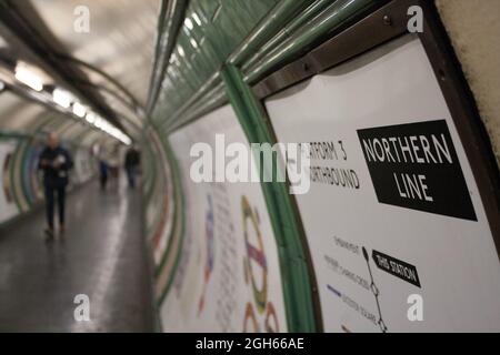 London Underground tunnel connecting different platforms. Stock Photo