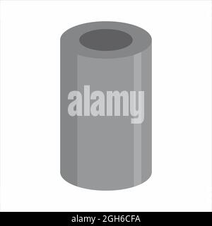 Hollow Cylinder geometric shape isolated on white background Stock Vector