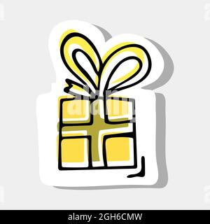 Hand Drawn Colorful Birthday or Christmas Gift or Present Box with Ribbon  Illustration. Abstract Vector Sketch. Holiday Engraving Style Drawing Stock  Vector Image & Art - Alamy