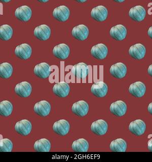 seamless pattern of green pumpkin on brown color Stock Photo