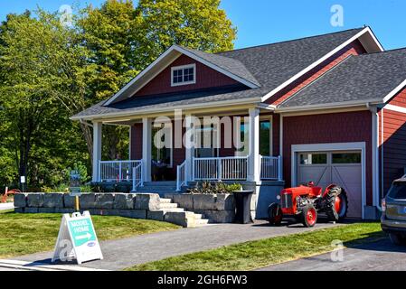 Westport, Canada - September 4, 2021:  Newly built home in Watercolour Westport a new development of net zero energy ready homes in the small eastern Stock Photo