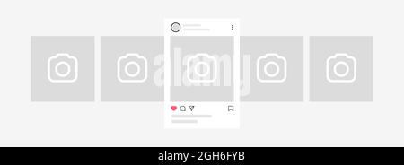 Kyiv, Ukraine - August 1, 2021: Interface carousel post as Instagram. Instagram carousel post mockup template. Social network ads design Stock Vector