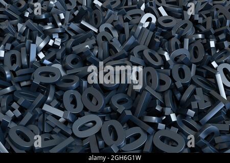 Black binary numbers background. 3d illustration. Stock Photo