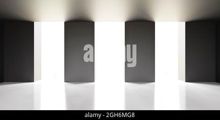 dark empty hall studio with columns 3d render illustration Stock Photo ...
