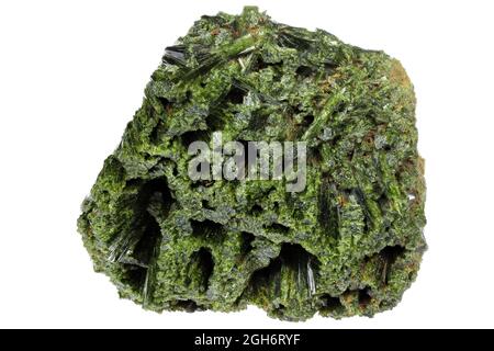 epidote from Medina de Pomar, Spain isolated on white background Stock Photo