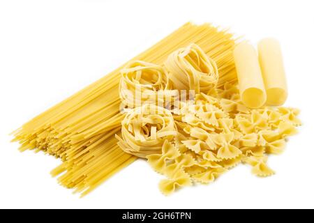 Various pasta isolated on white background Stock Photo