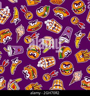 Pattern from a set of fast food for the holiday Halloween in a cartoon style. Vector illustration. Stock Vector