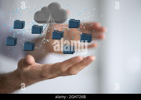 An artificial Intelligence Cloud technology. Integrated digital web concept Stock Photo