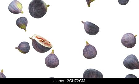Figs are falling into space. isolated on white background. Stock Photo