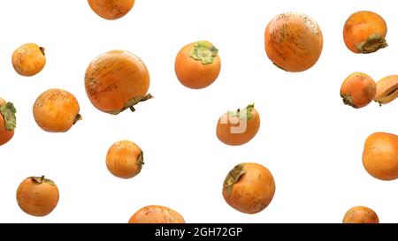Onions are falling into space. isolated on white background. Stock Photo