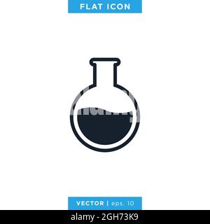 Flask Erlenmeyer Icon Vector Illustration Design Template. Lab Equipment Sign. Vector eps 10. Stock Vector
