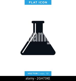Flask Erlenmeyer Icon Vector Illustration Design Template. Lab Equipment Sign. Vector eps 10. Stock Vector