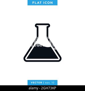 Flask Erlenmeyer Icon Vector Illustration Design Template. Lab Equipment Sign. Vector eps 10. Stock Vector