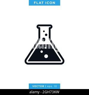 Flask Erlenmeyer Icon Vector Illustration Design Template. Lab Equipment Sign. Vector eps 10. Stock Vector