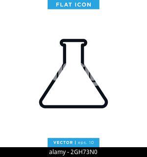 Flask Erlenmeyer Icon Vector Illustration Design Template. Lab Equipment Sign. Vector eps 10. Stock Vector