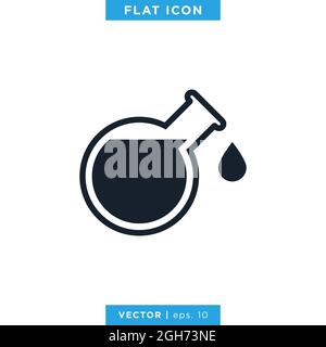 Flask Erlenmeyer Icon Vector Illustration Design Template. Lab Equipment Sign. Vector eps 10. Stock Vector