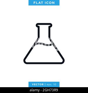Flask Erlenmeyer Icon Vector Illustration Design Template. Lab Equipment Sign. Vector eps 10. Stock Vector