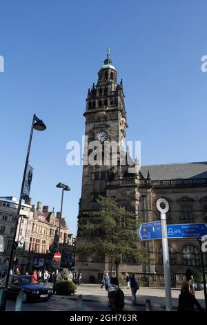 Sheffield Town Hall Clock Tower in city centre, England Stock Photo